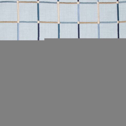 24" Light Blue And Ivory Check Cotton Blend Throw Pillow Cover
