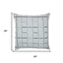 24" Light Blue And Ivory Check Cotton Blend Throw Pillow Cover
