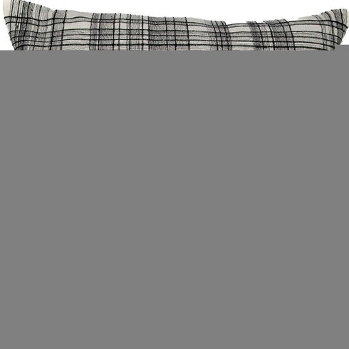 20" White And Black Check Cotton Blend Throw Pillow Cover