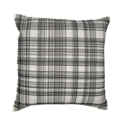 24" White And Black Check Cotton Blend Throw Pillow Cover