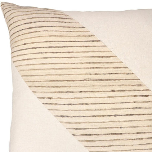 24" White And Beige Geometric Silk Throw Pillow Cover