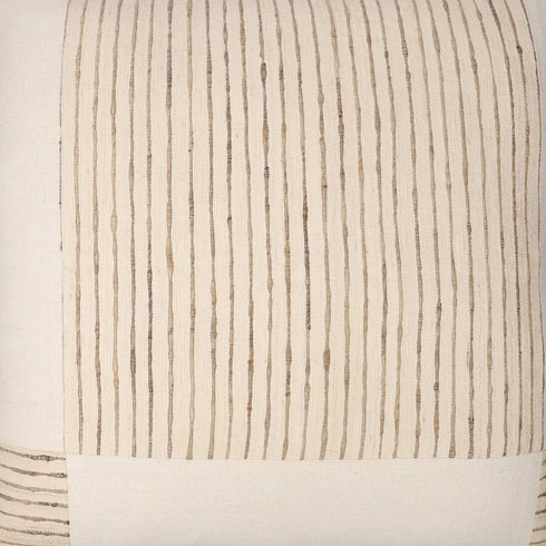 24" White And Beige Check Silk Throw Pillow Cover