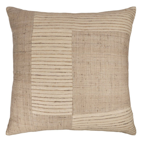 24" Brown And Beige Geometric Silk Throw Pillow Cover