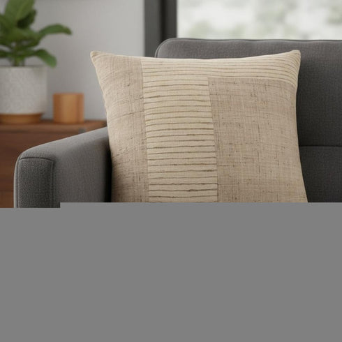 24" Brown And Beige Geometric Silk Throw Pillow Cover