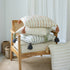 20" Green And Ivory Striped Cotton Blend Throw Pillow Cover with Tassels Embroidery And Texture