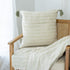 20" Green And Ivory Striped Cotton Blend Throw Pillow Cover with Tassels Embroidery And Texture