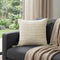 20" Green And Ivory Striped Cotton Blend Throw Pillow Cover with Tassels Embroidery And Texture