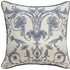 20" Ivory And Blue Damask Throw Pillow Cover