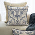 20" Ivory And Blue Damask Throw Pillow Cover