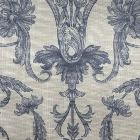 20" Ivory And Blue Damask Throw Pillow Cover