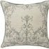 20" Sage And Ivory Damask Recycled Poly Linen Throw Pillow Cover