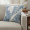 20" Blue And Ivory Floral Cotton Throw Pillow Cover