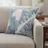 20" Blue And Ivory Floral Cotton Throw Pillow Cover