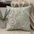 20" Green And Ivory Floral Cotton Throw Pillow Cover