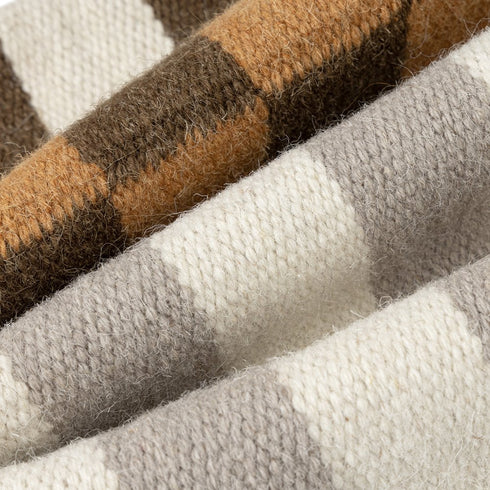 24" Brown Gray And Off White Geometric Wool Blend Throw Pillow Cover