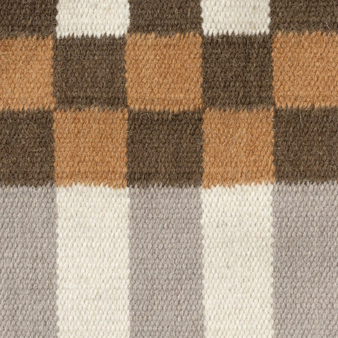 24" Brown Gray And Off White Geometric Wool Blend Throw Pillow Cover