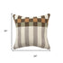 24" Brown Gray And Off White Geometric Wool Blend Throw Pillow Cover