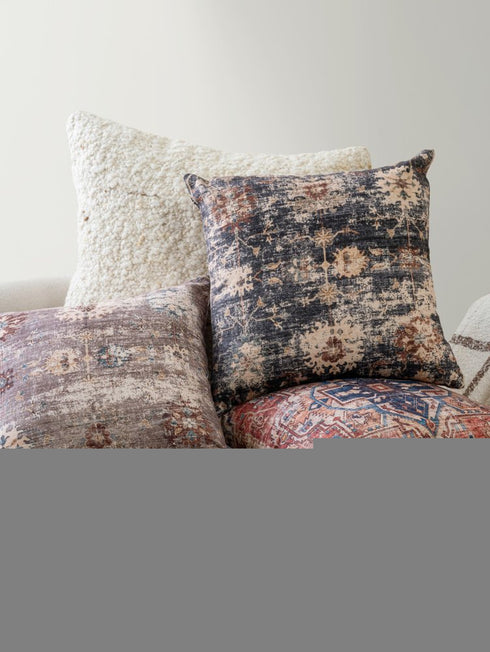 18" Navy Blue And Rust Medallion Throw Pillow Cover