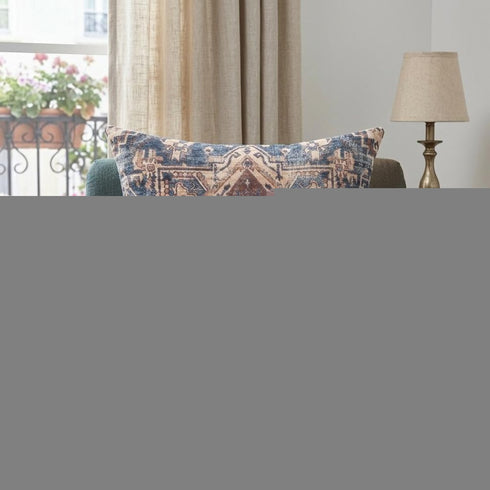 18" Navy Blue And Rust Medallion Throw Pillow Cover