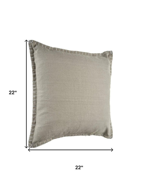 Set of Two 22" Gray Cotton Throw Pillow Covers
