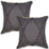 Set of Two 20" Gray And Ash Gray Diamond Cotton Throw Pillow Covers with Tufts And Texture