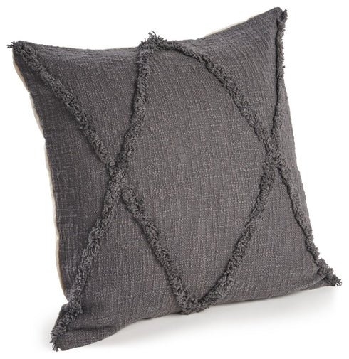 Set of Two 20" Gray And Ash Gray Diamond Cotton Throw Pillow Covers with Tufts And Texture