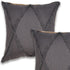 Set of Two 20" Gray And Ash Gray Diamond Cotton Throw Pillow Covers with Tufts And Texture