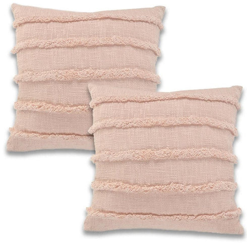 Set of Two 20" Pearl Striped Cotton Throw Pillow Covers with Tufts