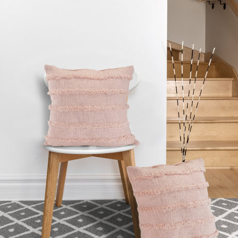Set of Two 20" Pearl Striped Cotton Throw Pillow Covers with Tufts