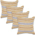 Set of Four 18" Yellow And White Chevron Cotton Throw Pillow Covers