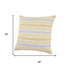 Set of Four 18" Yellow And White Chevron Cotton Throw Pillow Covers