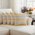 Set of Four 18" Yellow And White Chevron Cotton Throw Pillow Covers