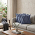 Set of Four 18" Denim Blue Diamond Cotton Throw Pillow Covers with Tufts