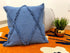 Set of Four 18" Denim Blue Diamond Cotton Throw Pillow Covers with Tufts