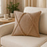 Set of Four 18" Tan Diamond Cotton Throw Pillow Covers with Tufts
