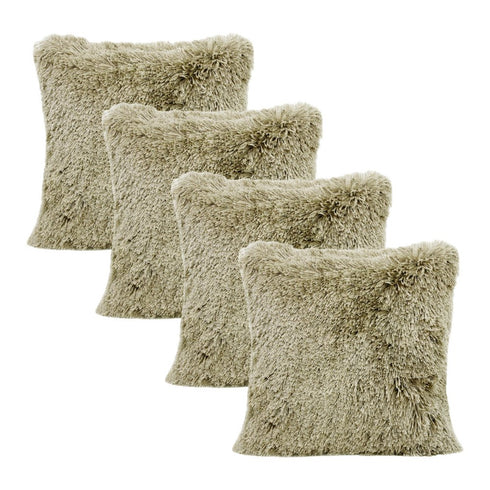 Set of Four 20" Taupe And Ivory Abstract Throw Pillow Covers