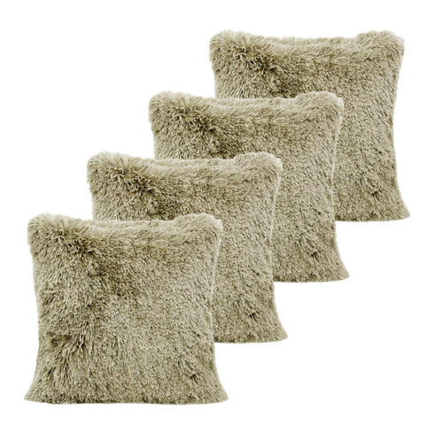 Set of Four 20" Taupe And Ivory Abstract Throw Pillow Covers