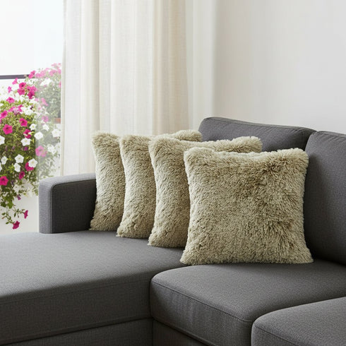 Set of Four 20" Taupe And Ivory Abstract Throw Pillow Covers