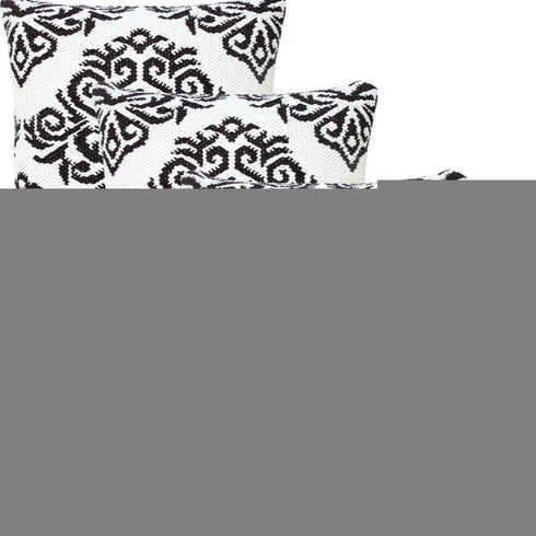 Set of Four 20" White And Black Damask Cotton Blend Throw Pillow Covers