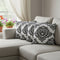 Set of Four 20" White And Black Damask Cotton Blend Throw Pillow Covers