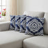 Set of Four 20" Blue And White Damask Cotton Blend Throw Pillow Covers