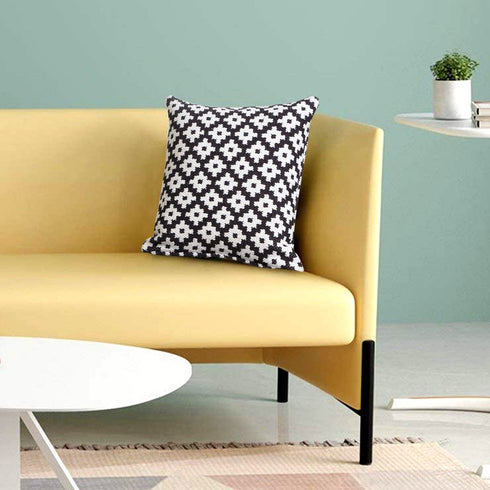 Set of Four 20" Black And White Geometric Cotton Blend Throw Pillow Covers