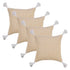 Set of Four 20" X 20" Tan And White Lumbar Geometric Cotton Throw Pillow Covers with Tassels