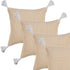 Set of Four 20" X 20" Tan And White Lumbar Geometric Cotton Throw Pillow Covers with Tassels