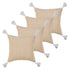 Set of Four 20" X 20" Tan And White Lumbar Geometric Cotton Throw Pillow Covers with Tassels