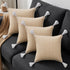 Set of Four 20" X 20" Tan And White Lumbar Geometric Cotton Throw Pillow Covers with Tassels