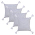 Set of Four 20" X 20" Gray And White Lumbar Striped Cotton Throw Pillow Covers with Tassels
