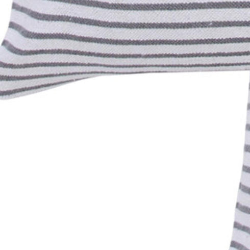 Set of Four 20" X 20" Gray And White Lumbar Striped Cotton Throw Pillow Covers with Tassels