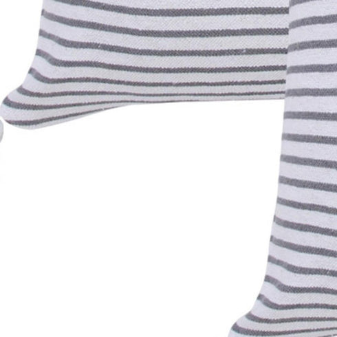 Set of Four 20" X 20" Gray And White Lumbar Striped Cotton Throw Pillow Covers with Tassels