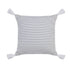 Set of Four 20" X 20" Gray And White Lumbar Striped Cotton Throw Pillow Covers with Tassels